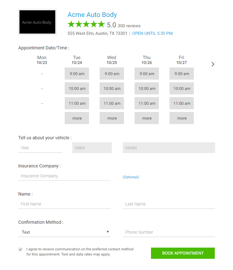 Schedule an Appointment Embedded Widget