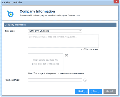 CCC ONE - Company Information screen