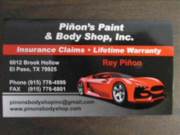 Pinon's Paint & Body Shop, Inc. 6012 Brookhollow, El Paso, TX 79925 Pinon's Paint & Body Shop, Inc. Logo