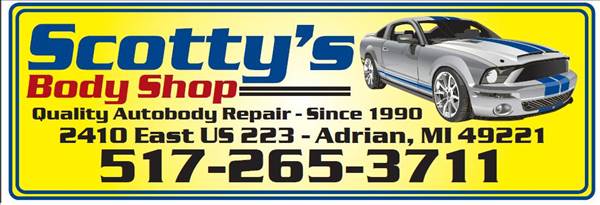 Sbsi Inc. Dba: Scotty's Body Shop 2410 E US Highway 223, Adrian, MI 49221 Sbsi Inc. Dba: Scotty's Body Shop Logo