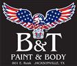 B&T Paint & Body **Info@Btpaintandbody.Com** Logo