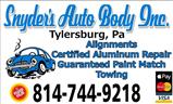 Snyder's Auto Body, Inc. 108 Snyder Ln, PO BOX 91, Tylersburg, PA 16361 Snyder's Auto Body, Inc. Logo