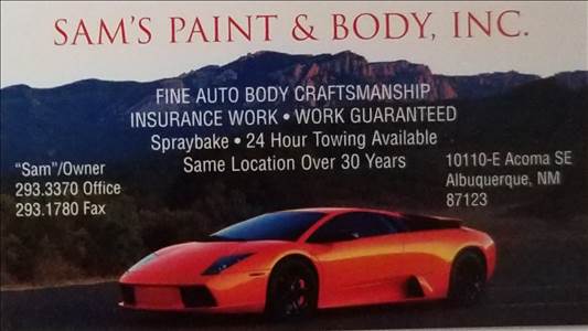 Sam's Paint & Body Inc. 10110 Acoma Rd SE Ste E, Albuquerque, NM 87123 Sam's Paint & Body Inc. Logo
