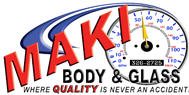 Maki Body and Glass 624 NW 4th St, Grand Rapids, MN 55744 Maki Body and Glass Logo