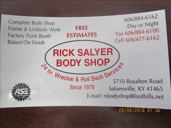 Rick Salyer Body Shop 5640 Royalton Rd, Salyersville, KY 41465 Rick Salyer Body Shop Logo