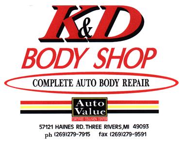 K & D Body Shop 57121 Haines Rd, Three Rivers, MI 49093 K & D Body Shop Logo