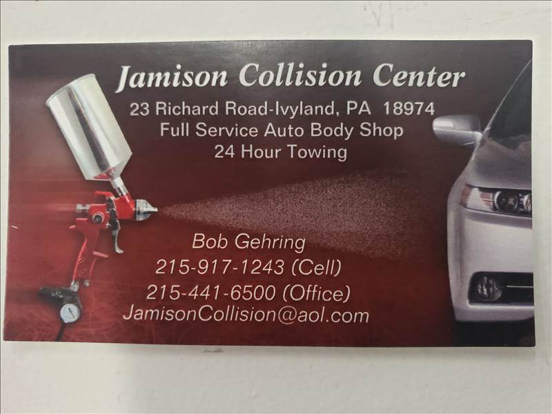 Jamison Collision Center Inc. 233 Railroad Drive, Warminster, PA 18974 Jamison Collision Center Inc. Logo