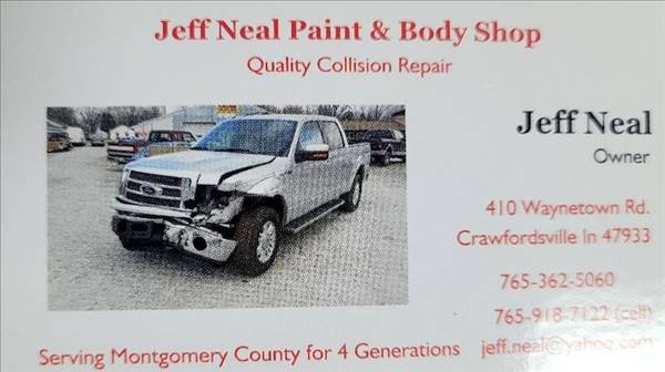 Jeff Neal Paint and Body Shop 410 Waynetown Rd, Crawfordsville, IN 47933 Jeff Neal Paint and Body Shop Logo