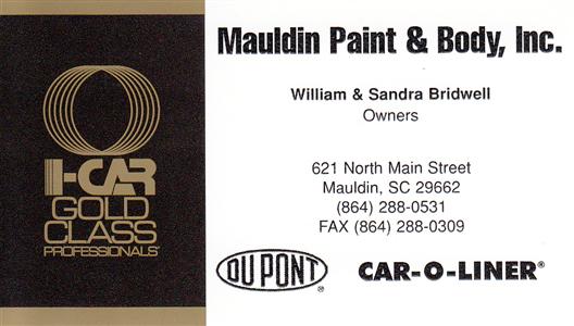 Mauldin Paint & Body, Inc 621 North Main Street, Mauldin, SC 29662 Mauldin Paint & Body, Inc Logo