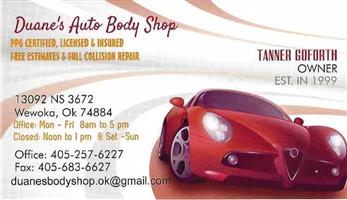 Duane's Body Shop 13092 Ns 3672, Wewoka, OK 74884 Duane's Body Shop Logo