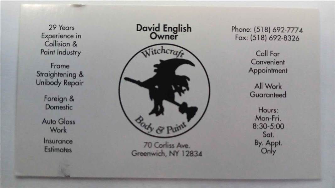 Witchcraft Body & Paint Inc 70 Corliss Avenue, Greenwich, NY 12834 Witchcraft Body & Paint Inc Logo