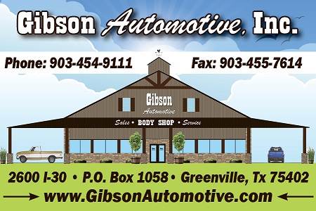 Gibson Automotive 2600 I-30, Greenville, TX 75402 Gibson Automotive Logo