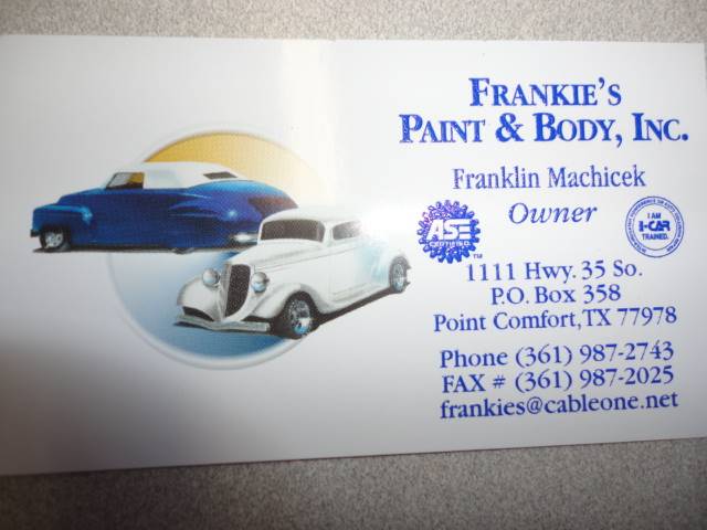 Frankie's Paint & Body Shop Inc PO BOX 358, Point Comfort, TX 77978 Frankie's Paint & Body Shop Inc Logo