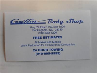 Griffin Auto Body Shop & Repair PO BOX 1806, Hamlet, NC 28345 Griffin Auto Body Shop & Repair Logo