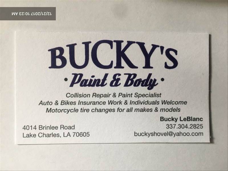 Buckys Paint & Body 4014 Brinlee, Lake Charles, LA 70605 Buckys Paint & Body Logo