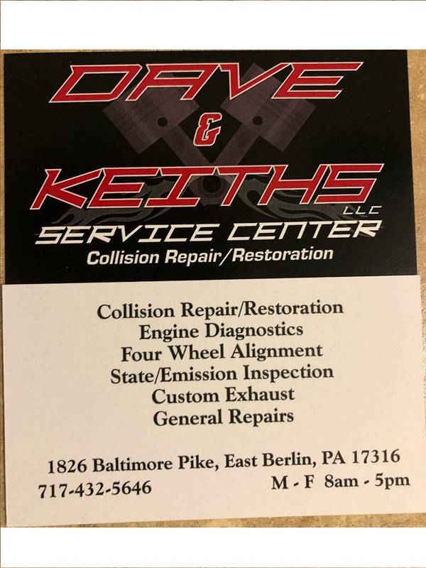 Dave & Keith's Service Center LLC. 1826 Baltimore Pike, East Berlin, PA 17316 Dave & Keith's Service Center LLC. Logo