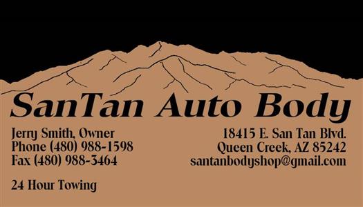 San Tan Auto Body, LLC. 18415 E. San Tan Boulevard, Queen Creek, AZ 85142 San Tan Auto Body, LLC. Logo