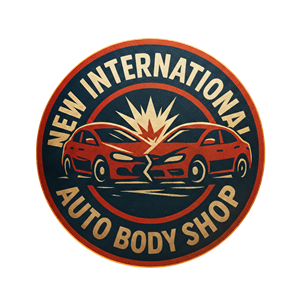 New International Auto Body Shop Logo