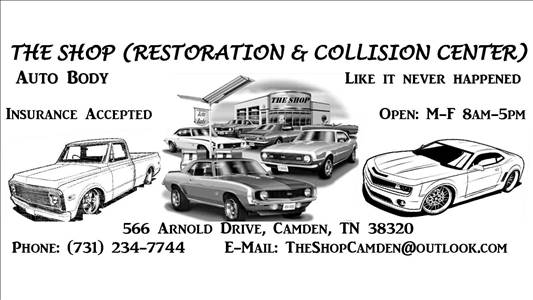 The Shop Restoration & Collision Center LLC 566 Arnold Drive, Camden, TN 38320 The Shop Restoration & Collision Center LLC Logo