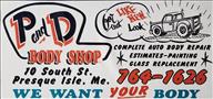 P & D Body Shop Inc 10 South St, Presque Isle, ME 04769 P & D Body Shop Inc Logo