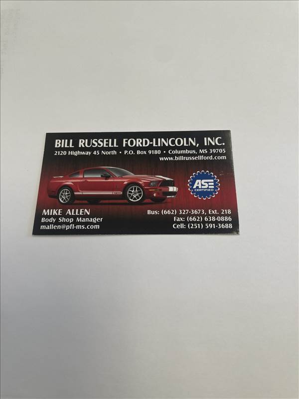 Bill Russell Collision Center, Inc. P O BOX 9180, Columbus, MS 39705 Bill Russell Collision Center, Inc. Logo