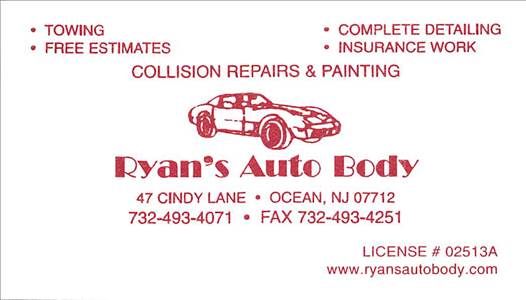 Ryan's Auto Body 47 Cindy Lane, Ocean, NJ 07712 Ryan's Auto Body Logo