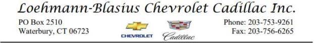 Loehmann Blasius Chevrolet Inc. PO BOX 2510, Waterbury, CT 06723 Loehmann Blasius Chevrolet Inc. Logo