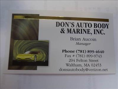 Dons Auto Body & Marine Inc 204 Felton St, Waltham, MA 02453 Dons Auto Body & Marine Inc Logo