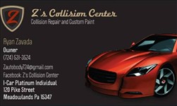 Z's Collision Center P.O. BOX 132, Meadow Lands, PA 15347 Z's Collision Center Logo