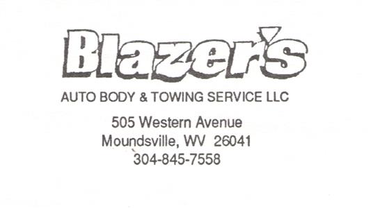 Blazer Auto Body & Towing LLC 505 Western Ave., Moundsville, WV 26041 Blazer Auto Body & Towing LLC Logo