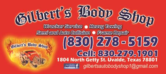 Gilbert's Body Shop 1804 N Getty St, Uvalde, TX 78801 Gilbert's Body Shop Logo