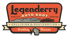 Legenderry Auto Body 204 E. Madison Ave., Grantsburg, WI 54840 Legenderry Auto Body Logo