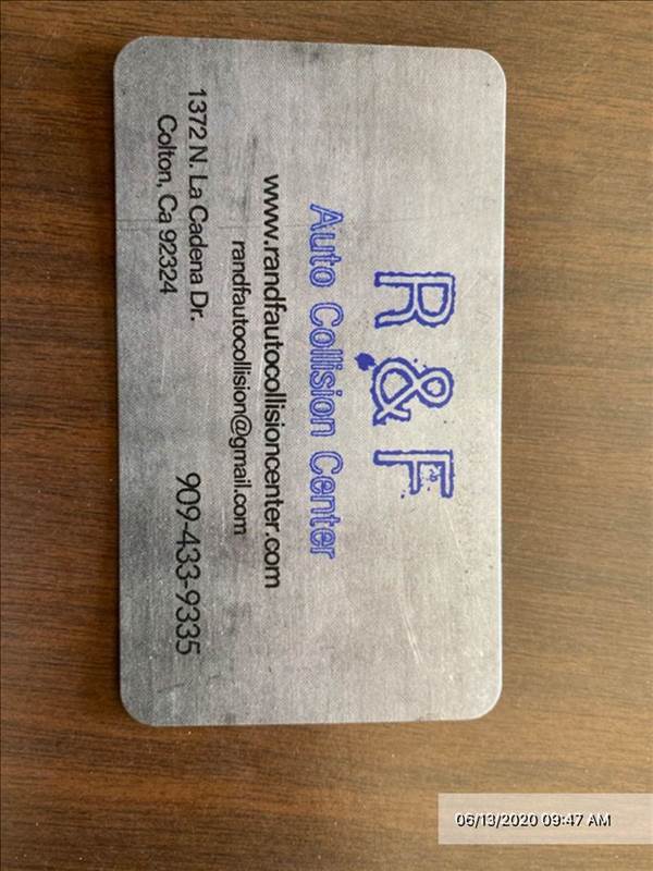 R & F Auto Collision Center 1372 N. La Cadena Dr., Colton, CA 92324 R & F Auto Collision Center Logo