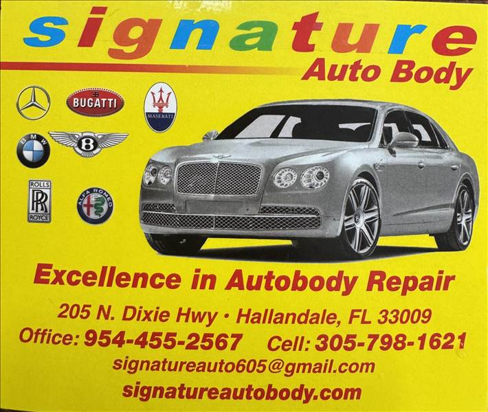 Signature Auto Body 205 N. Dixie Highway, Hallandale, FL 33009 Signature Auto Body Logo