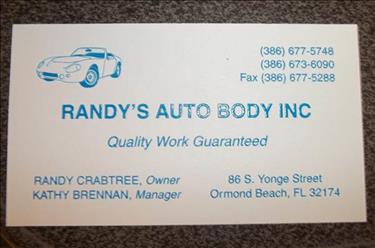 Randy's Auto Body Inc. 86 S Yonge St, Ormond Beach, FL 32174 Randy's Auto Body Inc. Logo