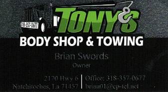 Tony's Body Shop 2170 Highway 6, Natchitoches, LA 71457 Tony's Body Shop Logo