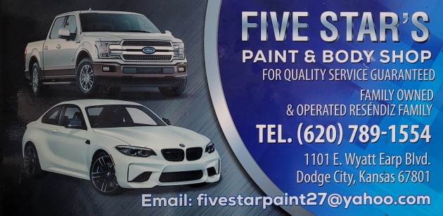Five Star Paint & Body Shop 1101 E Wyatt Earp Blvd, Dodge City, KS 67801 Five Star Paint & Body Shop Logo
